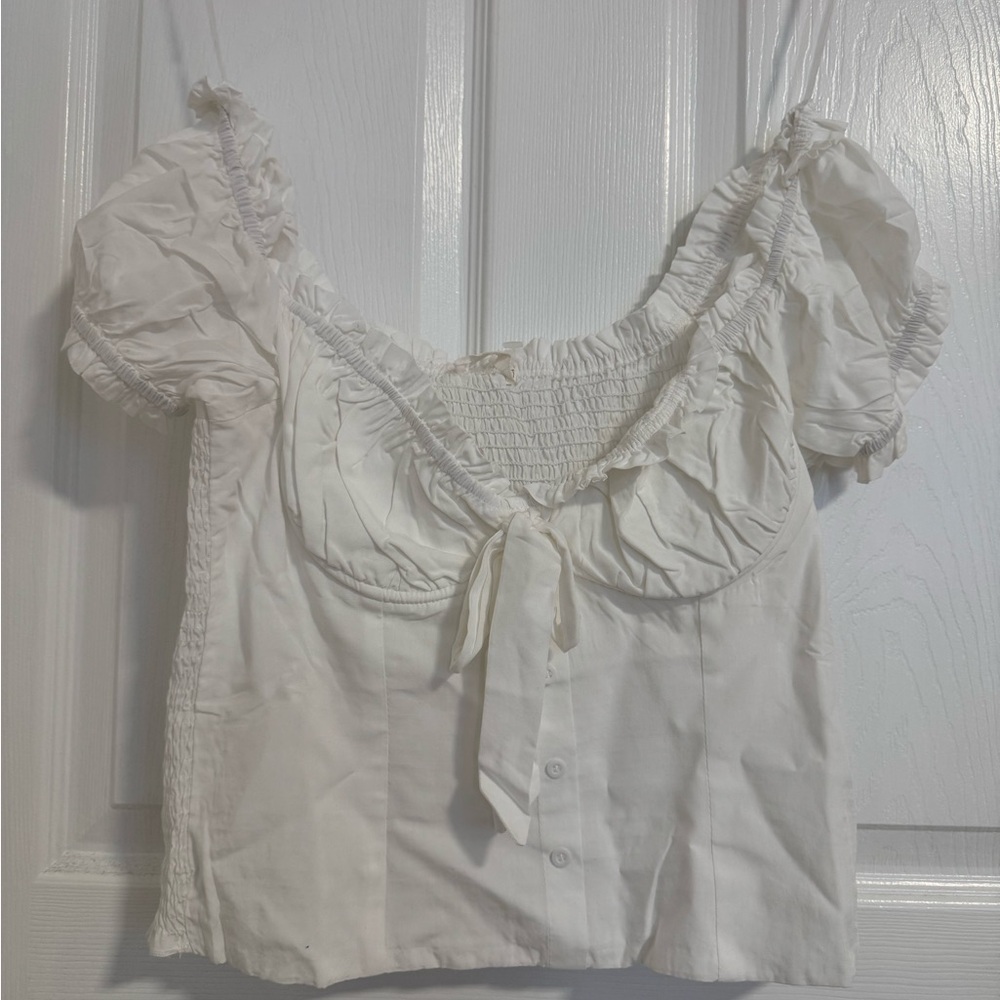 Women's White Puff Sleeve Top